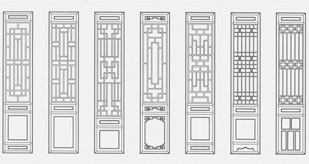 石壁镇常用中式仿古花窗图案隔断设计图