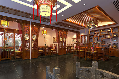 石壁镇优雅恬淡中式茶叶店装修设计效果图